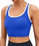 beautyin Women's Bikini Tops Scoop Neck Swimsuit Top Only Racerback Padded Swimwear Top Blue