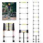 Telescoping Ladder 10.5FT Aluminum Lightweight Extension Ladder with Locking Mechanism and Non-Slip Feet Multi-Purpose Collapsible Ladder for Household and Outdoor Working 330 lb Capacity