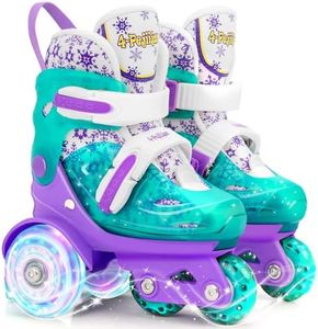 4-Pejiijar Toddler Roller Skates Shoes for Kids, Girls Roller Skates for Toddlers Children Age 3-9 Outdoor Indoor Adjustable 4 Sizes with Light Up Flash LED Wheels