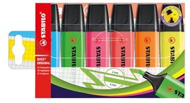 STABILO BOSS ORIGINAL - Highlighter Pen - Wallet of 6 (Assorted Colours)