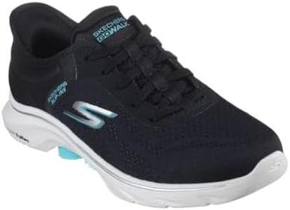 Skechers Women's Hands Free Slip-Ins: Gowalk 7 Lace-Up Sneaker, Valin - Black/Aqua, US 9