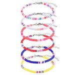 KINBOM 6pcs Bohemian Anklet, Adjustable Soft Pottery Flat Bead Anklets Bracelets Stylish Beaded Colorful Boho Ankle Bracelets String Foot Chain for Women Girls (6 Colors)