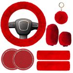 Red Furry Steering Wheel Cover