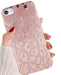 iPod Touch 7th Generation Case, J.west iPod Touch 6 iPod 5 Case, Luxury Saprkle Bling Glitter Metallic Leopard Print Design Soft Slim Protective Cases for Women Girls Silicone Cover Rose Gold