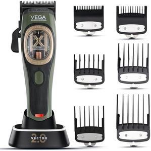 VEGA PROFESSIONAL Vector 2.0 Cordless Hair Clipper with Smart Torque Control Technology| DLC Stainless Steel Faper Blades| 150 Min Runtime| Trimmer/Clipper for Hair Cutting| 6 Magnetic Combs (VPPHC-12)