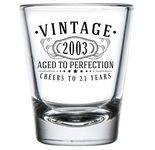 Vintage 2003 Black Printed 1.75oz 1pk Shot Glass - Happy 21st Birthday Gifts Women Men, Cheers to 21 Years, Turning 21 Woman Decorations Decor, Anniversary Bday Party Favors, Best Gift Ideas 1.0