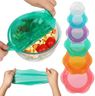 Silicone Stretch Lids for Food Storage in Fridge, Reusable Elastic Bowl Covers for Cup, Cans, Jars, Round & Rectangle Container, Food Grade Silicone Microwave Food Cover, Heat-Resistant, 6PCS