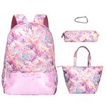 sphaiya Backpack for Girls,Girls Backpack with Lunch Box Cute Toddler Hiking Backpack Set Kindergarten Preschool Book Bag for Elementary Kid Pink