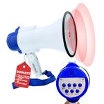 5 CORE Megaphone Speaker Portable • 30W Bullhorn w Siren • Adjustable Volume Bull Horn • 800 Feet Range ��• Battery Powered Handheld Mega Phone for Coaches Safety Drill- 8R-USB-WB