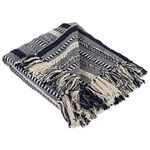 DII Farmhouse Cotton Blanket Throw with Fringe, 50 x 60, Braided Stripe Navy