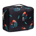 Hanging Travel Toiletry Bag Cosmetic Make up Organizer for Women Waterproof (Orange Flamingo)