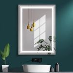 VENETIAN IMAGE 70x90 CM Dimmable LED Bathroom Mirror with Smart Touch, 3 Color Modes, Antifog Technology, Water/Termite-Proof Frame (28x36 Inches)