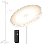 OUTON LED Floor Lamp with Reading Lamp, Mother/Father Parent & Child Uplighter and Spotlight Design Floor Lamp, Dimmable Standing Lamp, Remote & Touch Control for Living Room Bedroom Office, White