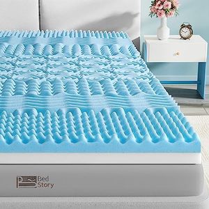 BedStory 4 inch Memory Foam Mattress Topper, Twin 7-Zone Gel Infused Mattress Topper, Memory Foam Bed Topper CertiPUR-US Certified, Single Size