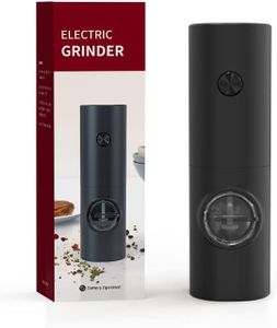 Molinillo de Pimienta Portátil, Molinillo Multifuncional para Sal y Pimienta, Grosor Ajustable, Negro
