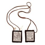 Venerare Catholic Holy Figure Saint Scapular | 100% Wool | Comes with Enrollment Papers (Traditional Brown)