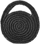 Floerns Women's Mini Straw Bag Round Beach Bag Vacation Handbag Crochet Bags Black One-Size