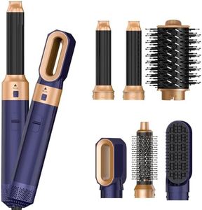 6 in 1 Hair Dryer Brush Set, Multifunctional Hair Styler Kit, High Speed Negative Ionic Hot Air Brush for Styling, Curling, Volumizing, Straightening, Detachable and Interchangeable Hair Styling Tools for All Types (Blue)