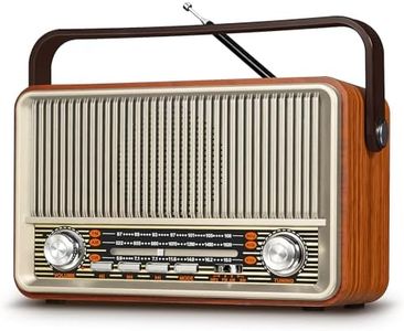 PRUNUS J-120 Poste Radio Vintage, AM/FM/SW Radio Portable avec Batterie Rechargeable 1800mAh, ou Alimentation Secteur, Radio Bluetooth, Radio Vintage Retro Prend en Charge la Fonction USB/TF/AUX