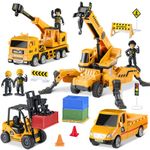 cobefy Construction Toy Trucks for Boys Age 3-5, Kids Sandbox Toy Set with Crane, Forklift, Dump Truck Toys for Toddler, Ideal Gift for Children Birthday Cake Topper Construction Party Favor Playset