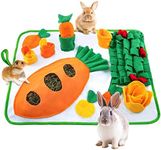 Adpartner 24" x 20" Rabbit Foraging Mat with Carrot Toy, Interactive Snuffle Feeding Pad for Boredom, Polar Fleece Pet Feed Game for Rabbits Bunny Guinea Pigs Chinchillas Ferrets