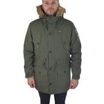 Lambretta Sherpa Lined Fishtale Parka Coat Khaki with Sleeve Badges SS6252 (Large)