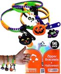 UpBrands 96 Pack Halloween Zipper Bracelets: Non-Candy Treats, Fidget Toys for Stress Relief, Ideal Party Favors & Gifts for Kids | Perfect Addition to Halloween Decorations & Themed Birthday Parties.