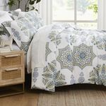 Southshore Fine Living, Inc. Oversized King Size Comforter Bedding Set, Down Alternative Boho Bedspread, Paisley Floral Print Comforter, King/California King with 2 Matching Shams, Aqua