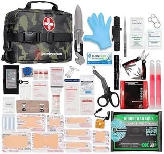 Surviveware Survival First Aid Kit - Emergency Preparedness at Home, Car, Office, Hiking, Camping & Outdoors Activities - 180 pcs Medical Supplies w/Removable MOLLE System & Labeled Compartments