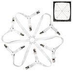 Attmu Sheet Straps Bed Sheet Holder Straps Fitted Sheet Clips Adjustable Elastic Suspenders Bedding Accessories Bed Sheet Fasteners for Corners, Fit Round and Square Mattresses (3 Way White)