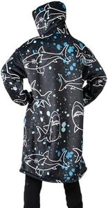 Big Blanket Co Hideout Hoodie Sharks | Oversized Wearable Blanket Hoodie | Soft Sherpa-Lined Hoodie Blanket for Adults | One Size Fits All