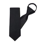 Mantieqingway Pre-tied Ties for Kids Boys 1/2 Pack 14 inch Adjustable Zipper Neck Tie for Wedding Graduation School Uniforms, 1 Pack Black, Medium (14 inch)