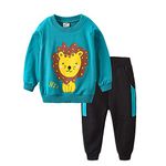 Toddler Boys' Clothing Sets Lion Printed Long Sleeve T-Shirt Jogger Pants 2 Piece Outfit Suit (Ocean Blue Lion, 5T)