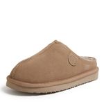 Fireside by Dearfoams Women's Greta Shearling Indoor/Outdoor Clog Slipper, Driftwood, Numeric_8