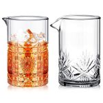 2 Pack Cocktail Mixing Glass, 25oz Crystal Stirring Glass for Martini Drinks, Thick Bottom Seamless Cocktail Pitcher for Home Bartender Bar Whiskey Shaker Accessories