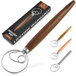 Zulay Kitchen 13 Inch Danish Dough Whisk - Large Wooden Danish Whisk for Dough with Stainless Steel Ring - Traditional Dutch Whisk Baking Tool for Bread, Batter, Cake, Pastry (Ashwood)