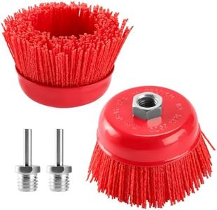 POLIWELL 4 Inch Nylon Filament Brush 2 Pack, 4” Abrasive Bristle Cup Brush Set 5/8"-11 Thread, 1/4" Arbor Max 8500 RPM for Variable Speed Angle Grinder, Polisher and Drill, Prep Surfaces for Bed Liner