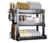 Lucario Metal Dish Drying Rack With Drainboard, Rustproof Dish Racks With Drainage For Kitchen Counter, Dish Drainer Rack With Detachable Utensil Holder (280 Rack, Table Mount, Tiered Shelf)