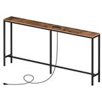 MAHANCRIS 160 cm Long Console Table with Power Outlets, Narrow Sofa Table, Industrial Behind Couch Table, Entryway Table for Living Room, Hallway, Foyer, Rustic Brown CTHR165E01Z1