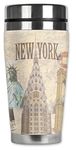 Mugzie 401-MAX "New York" Stainless Steel Travel Mug with Insulated Wetsuit Cover, 20 oz, Black