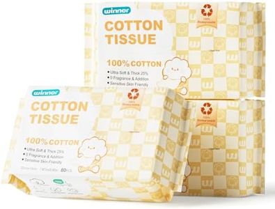 Winner 100% USDA Biobased Dry Wipes, Glycerin Infused Cotton Face Towels, Ultra Soft, Hypoallergenic, Baby Necessities for Diaper Changes, Meals, and On-the-go Cleanup, 240 Count, Pack of 3