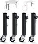 Aglehome Adjustable Table Leg Risers, Table Leg Extenders with Heavy Duty Casters, Table Risers for Folding Table, Table Height Extender for Straight Leg 2 Levels/Heights (4 Pack, 10.6in)