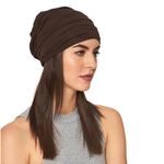 The Headscarves Women's Slouchy Snood Cap Bamboo Viscose Breathable Beanie Hat Sport Casual Fashion Headwear Chemo & Cancer Patient Head Wrap Hijab Solid Print Soft Stretch Skull Cap Brown