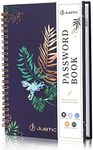 JUBTIC Password Book with Alphabetical Tabs Spiral Bound - 5.2" x 7.6" Hardcover Password Keeper Logbook for Seniors Password Notebook- Organize Internet Website Address Login - Deluxe Blue