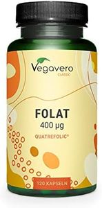 Acide Folique 400ug - Vitamine B9 | Qualité supérieure : Methyl Folate 5-MTHF Quatrefolic® | Grossesse + Anti Fatigue | 120 Gélules | VEGAN & SANS ADDITIFS | Vegavero®