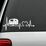 Bluegrass Decals F1026 Camper Travel Trailer Heartbeat Lifeline Decal Sticker (White)