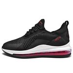 Men's Trainers Air Cushioned Full Running Sports Casual Fashion, Black&Red, 9