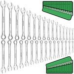 SWANLAKE GARDEN TOOLS SWANLAKE 32-Piece Combination Wrench Set, SAE and Metric, 1/4''-1'' & 7mm-22mm, 12 Point, Chrome Vanadium Steel