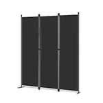 Angel Living Foldable Room Divider 3 Panels Freestanding Screen Wall Room Divider Partition for Offices, Balcony, Bedroom, Outdoor Garden 168 x 165cm Black