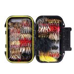 Croch 120Pcs Dry Flies Wet Box Set Mix Designs Fishing Lure Bass Salmon Trouts Floating/Sinking Assortment with Waterproof Fly